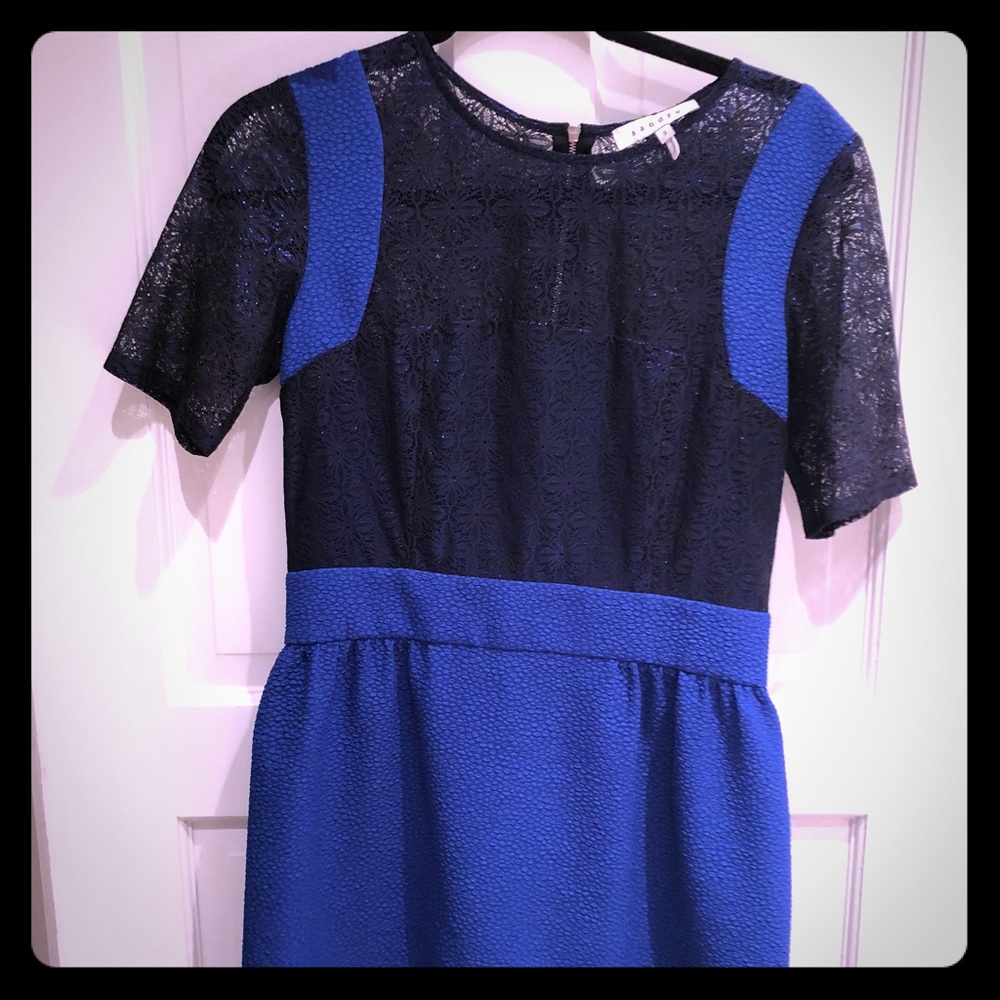 Sandro blue and black dress